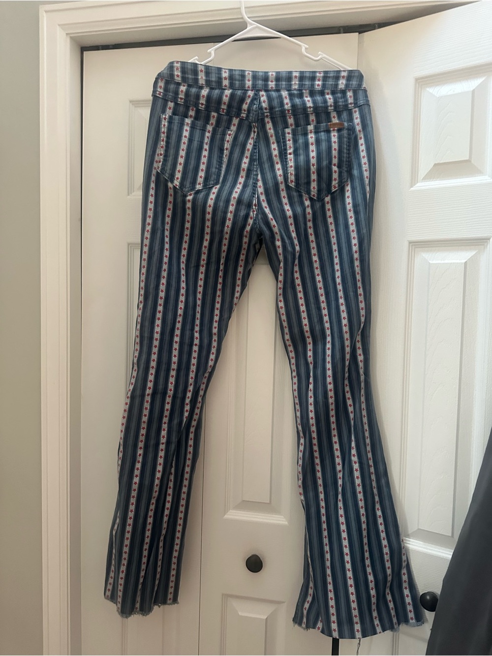 High-Rise flare Striped Pants in Blue and White